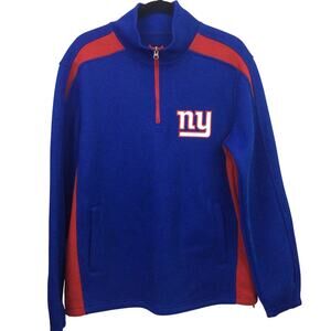 NFL GIII Apparel NY Giants 1/4 Zip Mock Collar Embroidered Fleece Pullover Top M